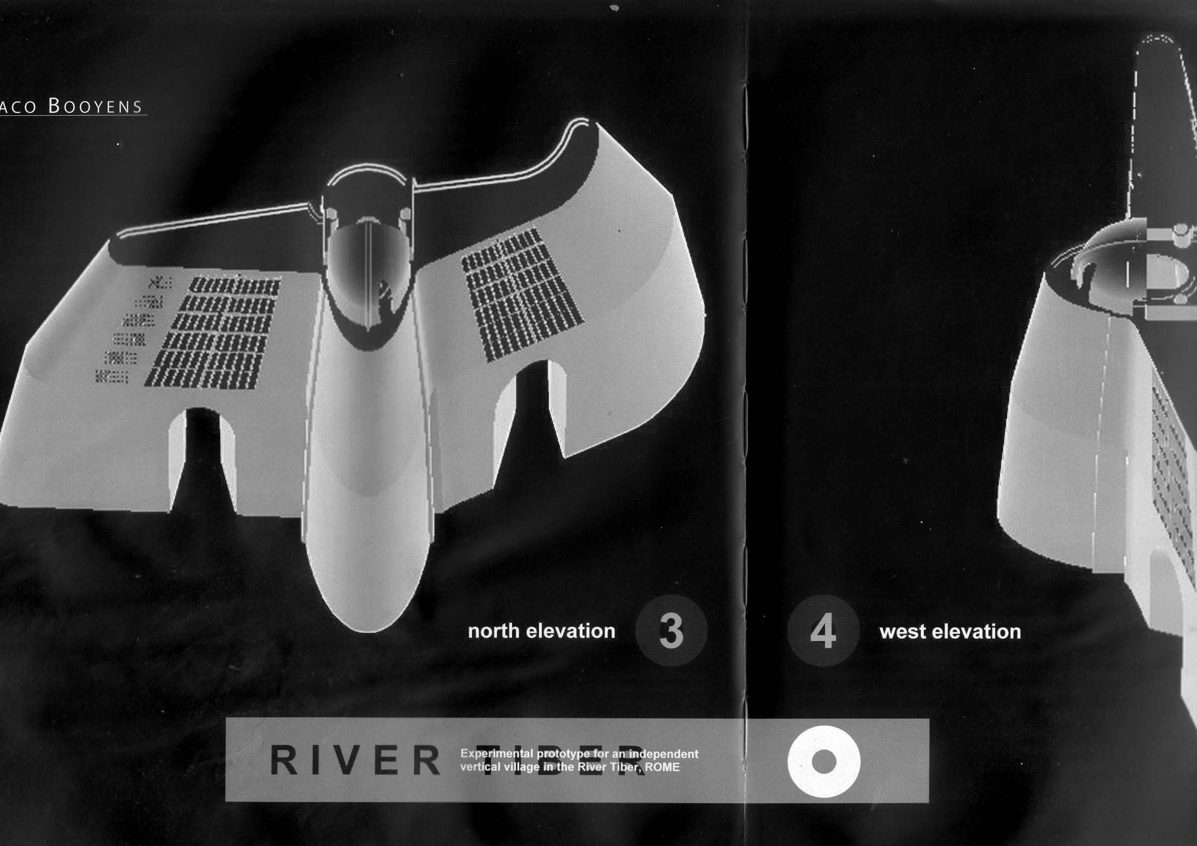 Vertical Village River Tiber — second elevation view, 3D model 2001